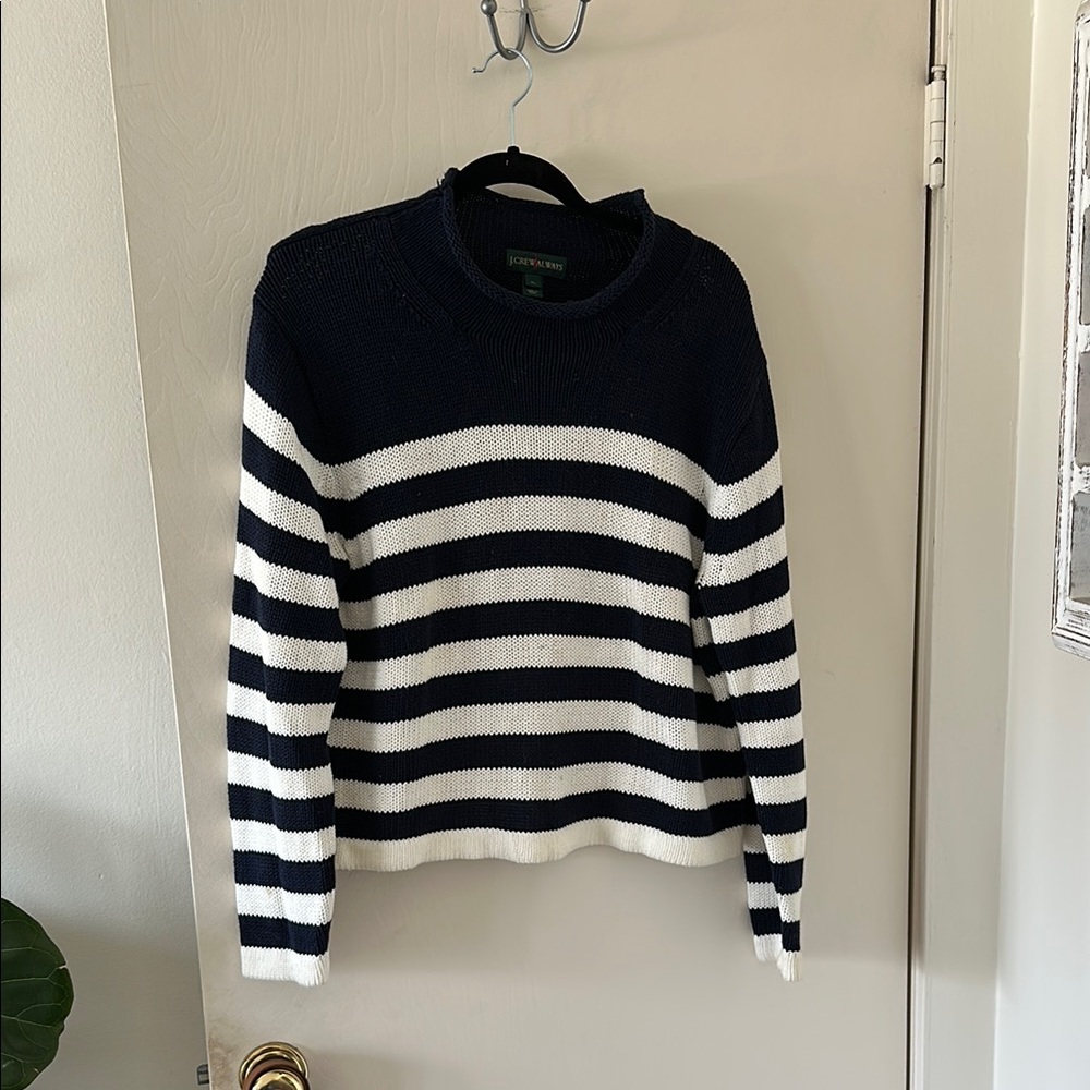 J Crew Navy and White Striped Sweater